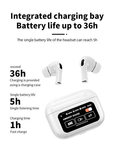 A9 PRO DISPLAYED EARBUDS (premium quality and high sound)+ANC/ENC